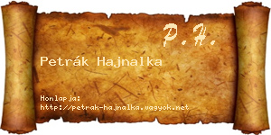 Petrák Hajnalka névjegykártya